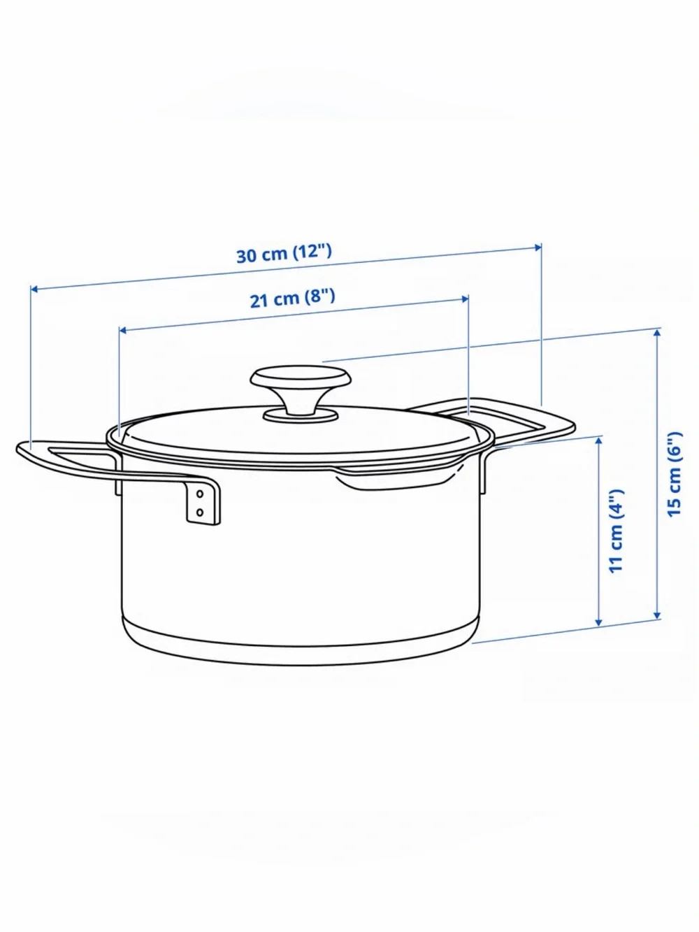 IKEA HEMKOMST 3.2 qt Stainless Steel Stockpot w/ Glass Lid, Double Handles